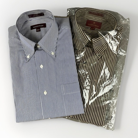 Nordstrom Other - Nordstrom Dress Shirt Men's 15.5-33" Striped Button Down Collar Pocket -Lot of 2